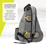 Franklin Sports Pickleball Sling Bag Backpack  Ben Johns Gray