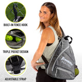 Franklin Sports Pickleball Sling Bag Backpack  Ben Johns Gray