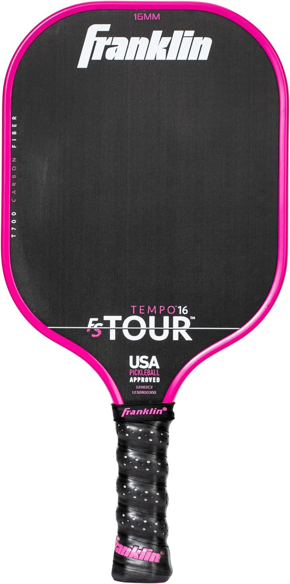 Franklin Sports FS Tour Tempo Pickleball Paddle JW Johson Carbon Fiber Pink 16mm