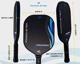 Paddletek Tempest Wave Pro-C 14.3 mm Pickleball Paddle Raw Carbon Anna Waters Blue