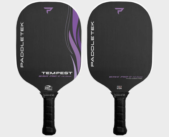 Paddletek Tempest Wave Pro-C 14.3 mm Pickleball Paddle Raw Carbon Anna Waters Purple