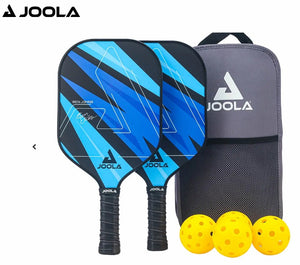 Joola Ben Johns Blue Lightning Pickleball Set 2 Paddles 4 Balls Sling Backpack Black Blue